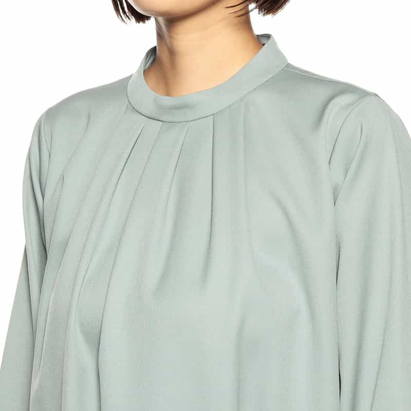 BARNEYS NEW YORK ウォッシャブルバンドカラータックドレス LIGHT BLUE