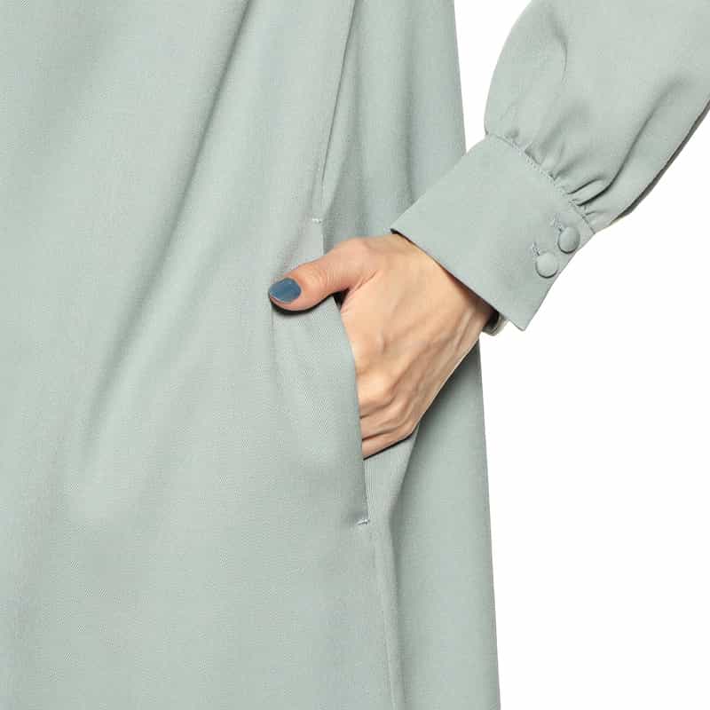 BARNEYS NEW YORK ウォッシャブルバンドカラータックドレス LIGHT BLUE