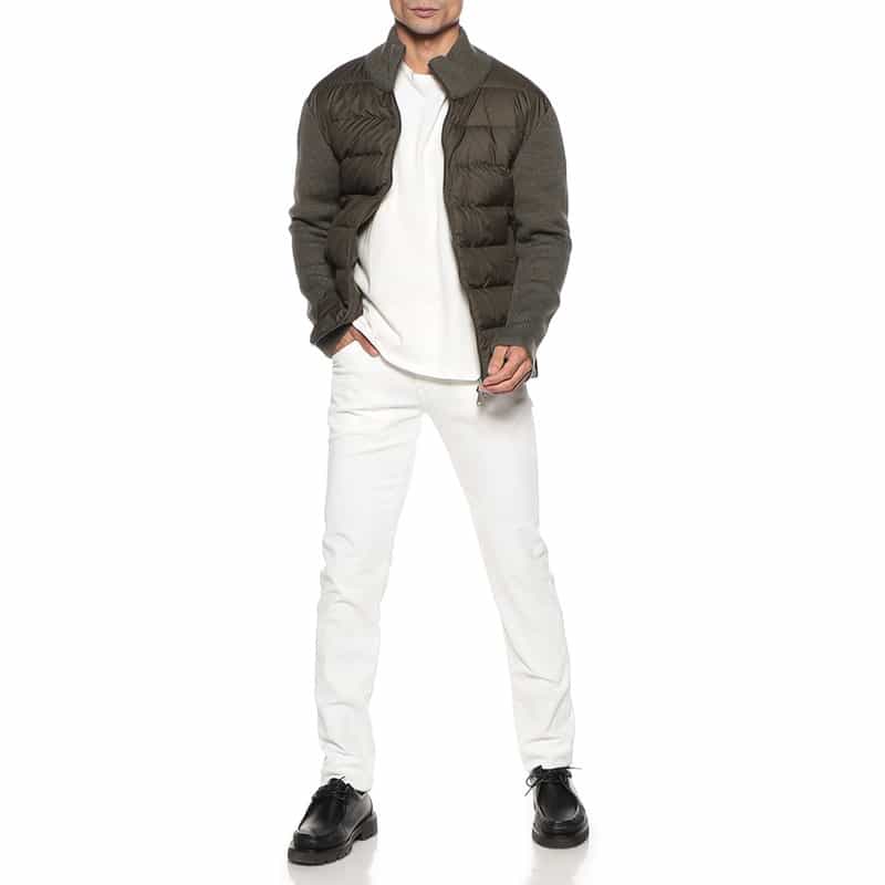 BARNEYS NEW YORK ダウンニットコンビネーションブルゾン KHAKI