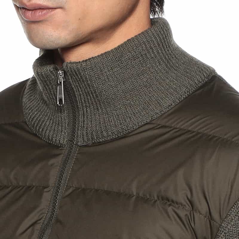 BARNEYS NEW YORK ダウンニットコンビネーションブルゾン KHAKI