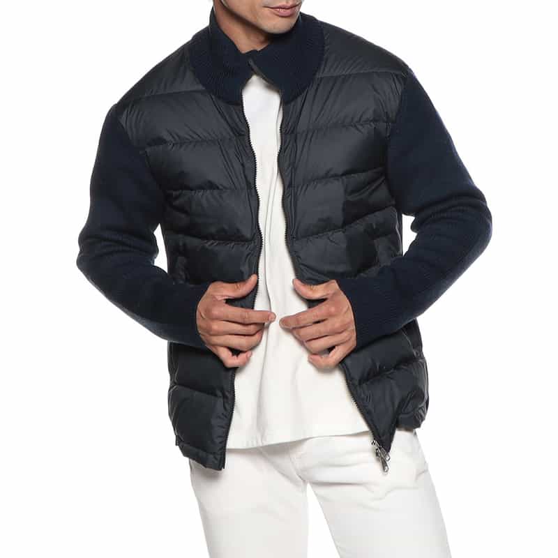 BARNEYS NEW YORK ダウンニットコンビネーションブルゾン NAVY