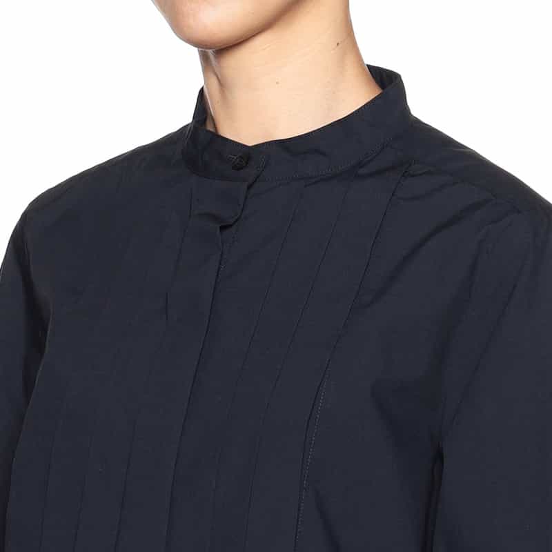 BARNEYS NEW YORK ウォッシャブルバンドカラーシャツ NAVY