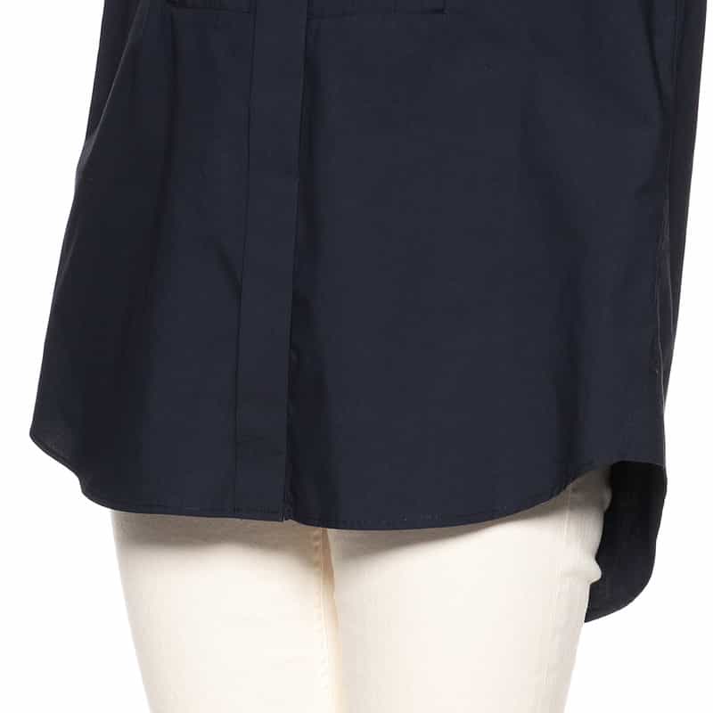 BARNEYS NEW YORK ウォッシャブルバンドカラーシャツ NAVY