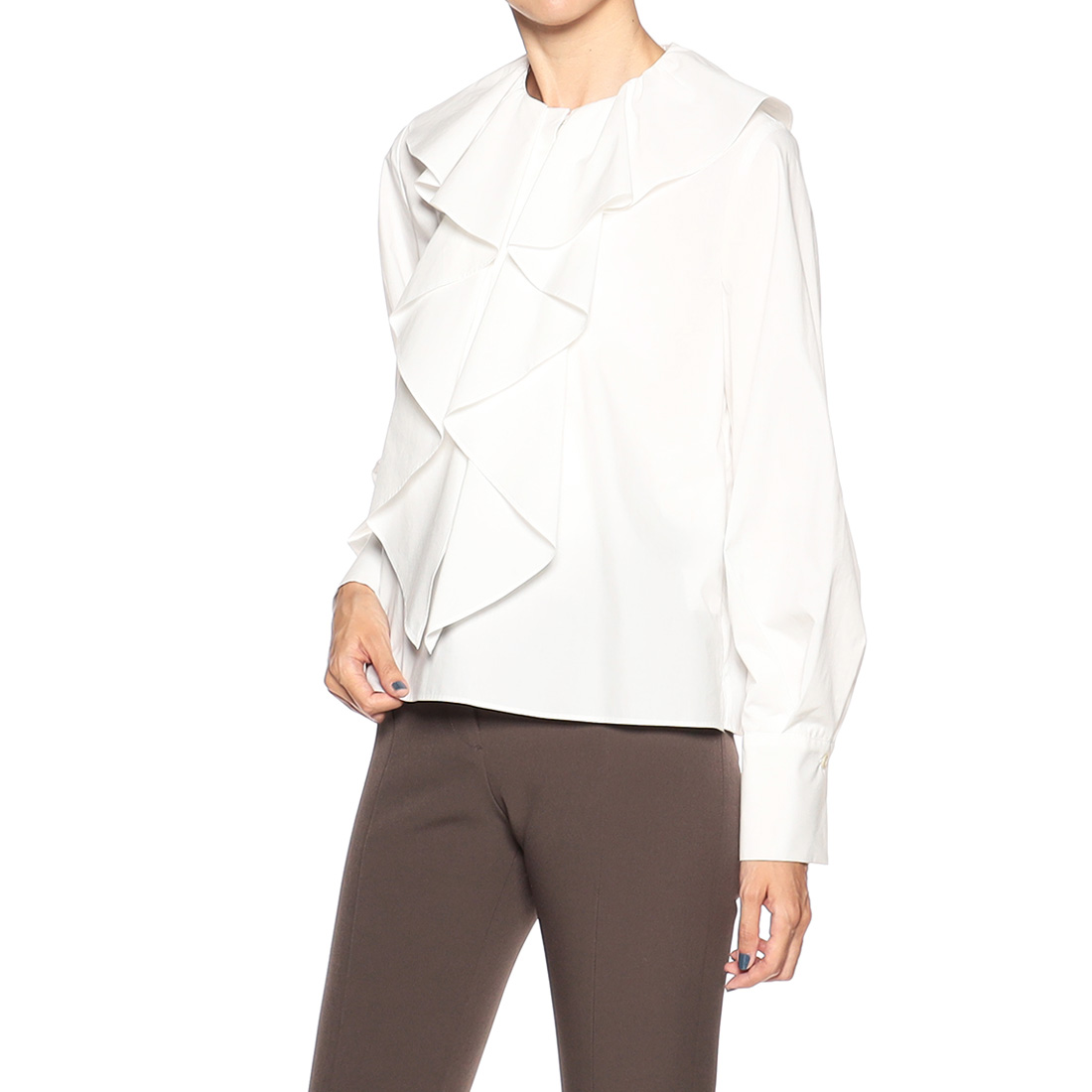 ウォッシャブル フリルカラーブラウス