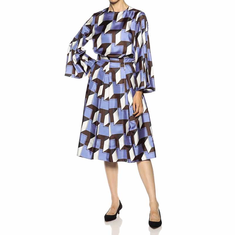 BARNEYS NEW YORK ウォッシャブルプリントフレアスリーブブラウス MULTI COLOR