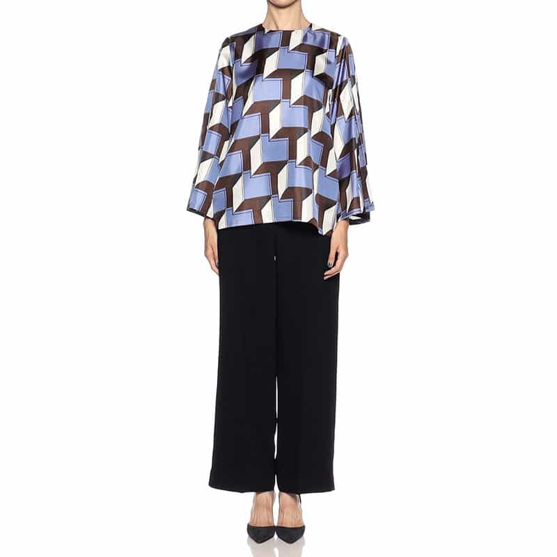 BARNEYS NEW YORK ウォッシャブルプリントフレアスリーブブラウス MULTI COLOR