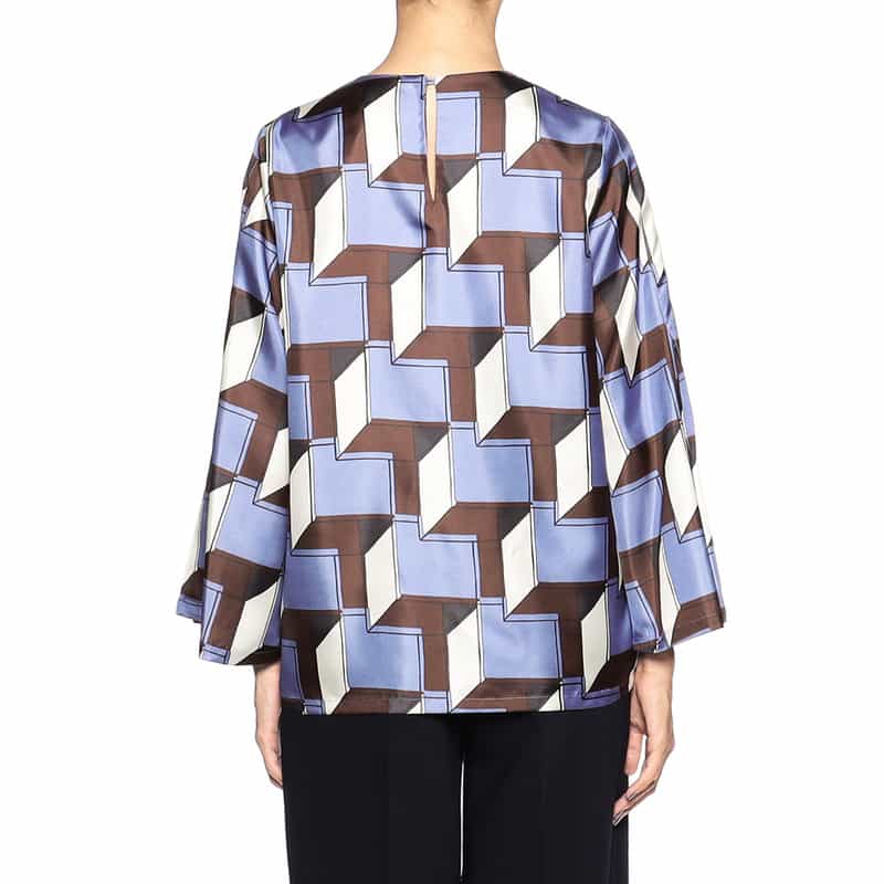 BARNEYS NEW YORK ウォッシャブルプリントフレアスリーブブラウス MULTI COLOR