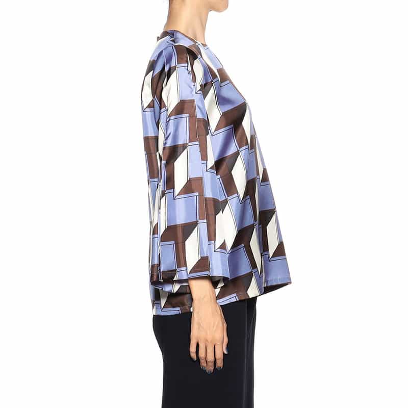 BARNEYS NEW YORK ウォッシャブルプリントフレアスリーブブラウス MULTI COLOR