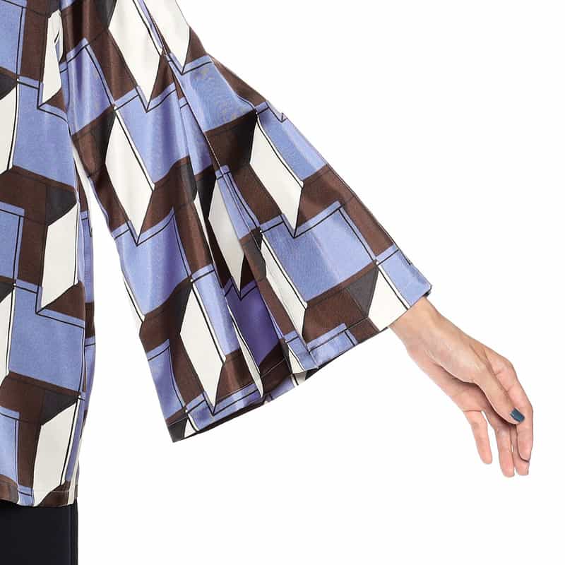BARNEYS NEW YORK ウォッシャブルプリントフレアスリーブブラウス MULTI COLOR