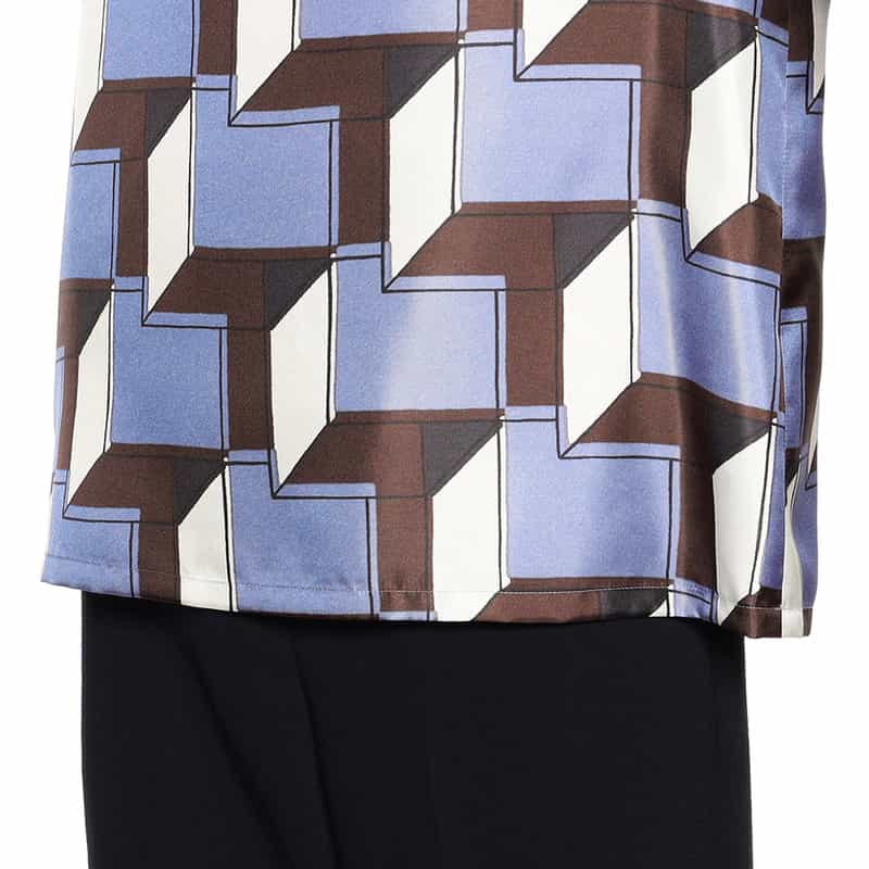 BARNEYS NEW YORK ウォッシャブルプリントフレアスリーブブラウス MULTI COLOR