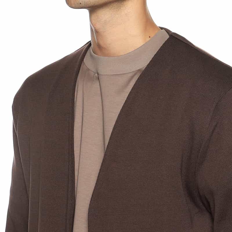 GIM バーニーズ ニューヨーク限定ノーカラーミラノリブニットジャケット BROWN