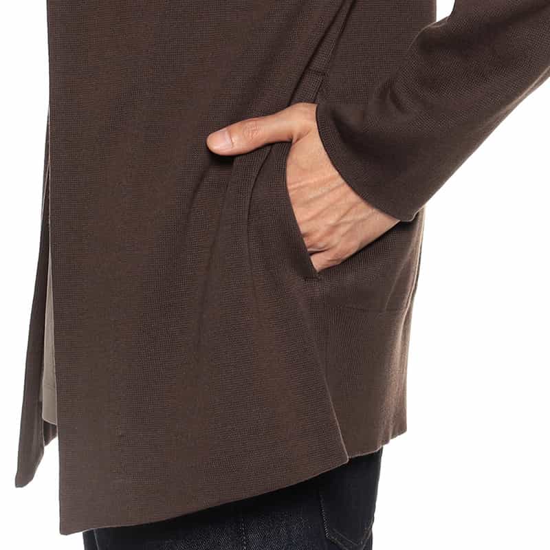 GIM バーニーズ ニューヨーク限定ノーカラーミラノリブニットジャケット BROWN