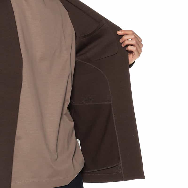 GIM バーニーズ ニューヨーク限定ノーカラーミラノリブニットジャケット BROWN