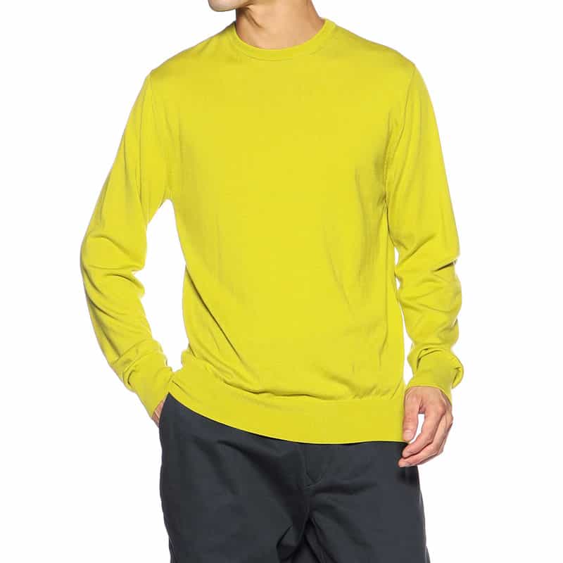 BARNEYS NEW YORK クルーネックニットプルオーバー（ロロ・ピアーナ社製ウール使用） YELLOW