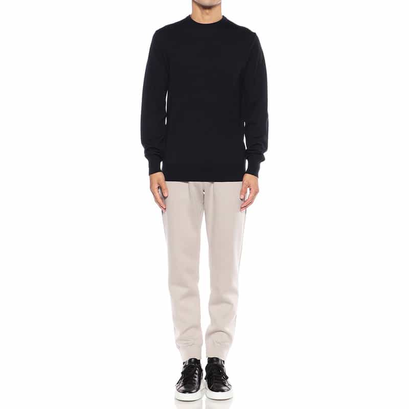 BARNEYS NEW YORK クルーネックニットプルオーバー（ロロ・ピアーナ社製ウール使用） NAVY