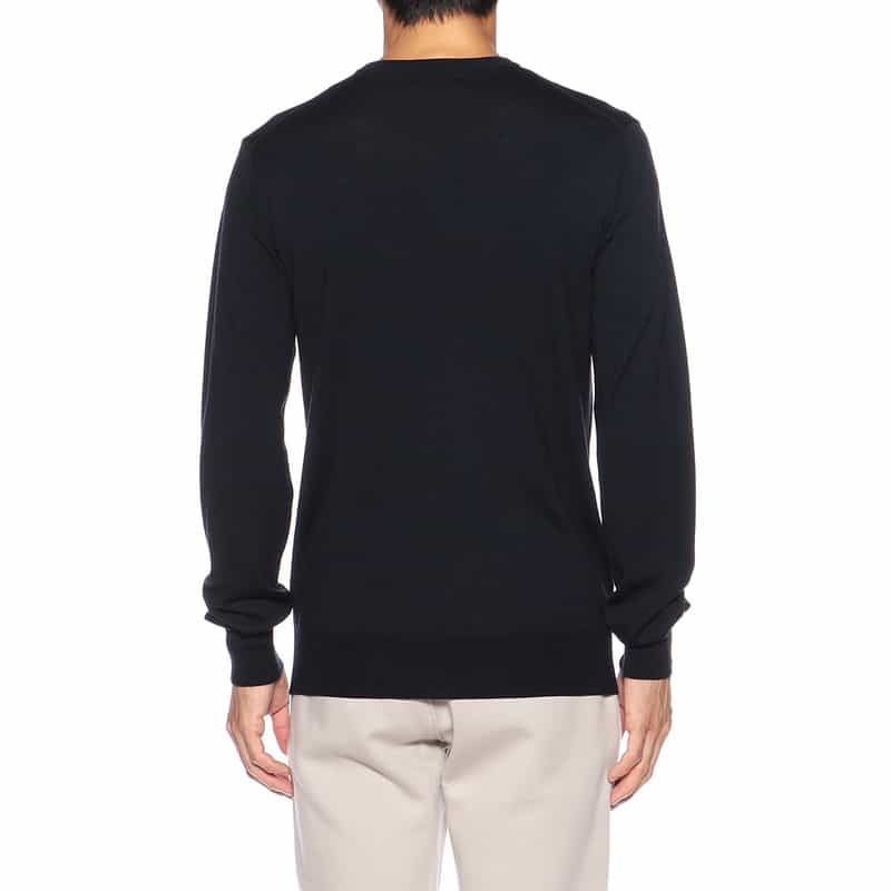 BARNEYS NEW YORK クルーネックニットプルオーバー（ロロ・ピアーナ社製ウール使用） NAVY