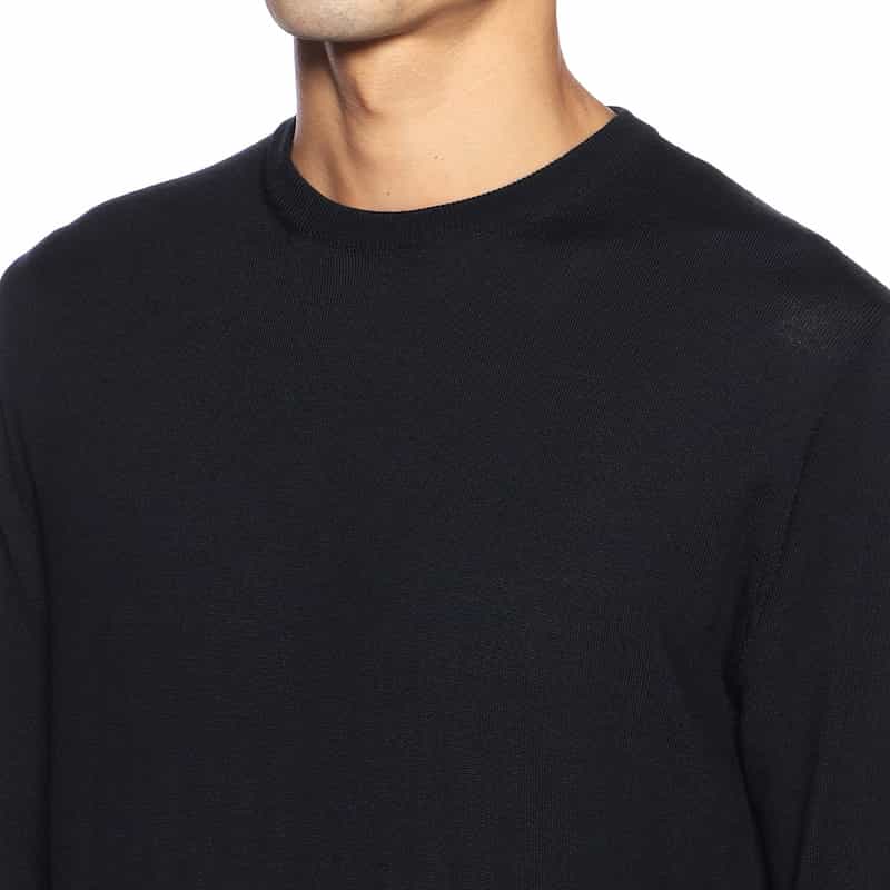 BARNEYS NEW YORK クルーネックニットプルオーバー（ロロ・ピアーナ社製ウール使用） NAVY