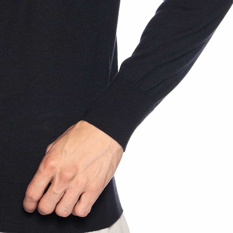 BARNEYS NEW YORK クルーネックニットプルオーバー（ロロ・ピアーナ社製ウール使用） NAVY