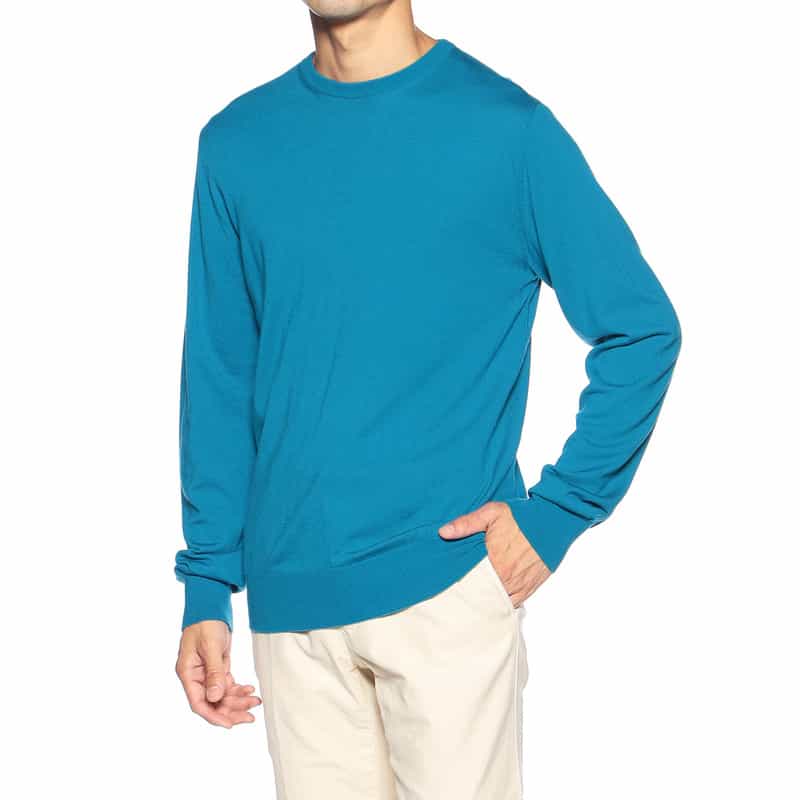 BARNEYS NEW YORK クルーネックニットプルオーバー（ロロ・ピアーナ社製ウール使用） TURQUOISE