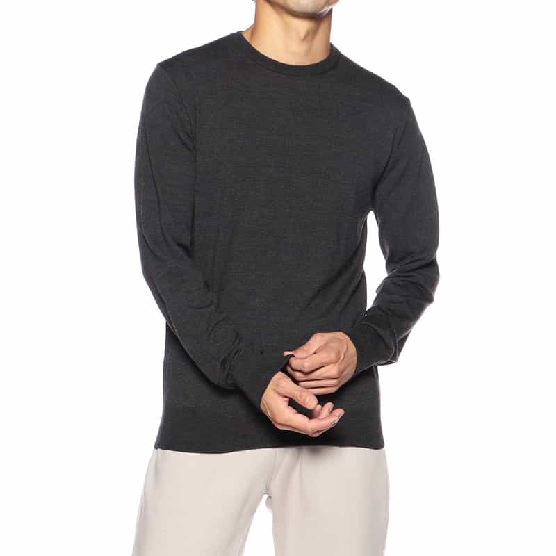 BARNEYS NEW YORK クルーネックニットプルオーバー（ロロ・ピアーナ社製ウール使用） DARK GRAY