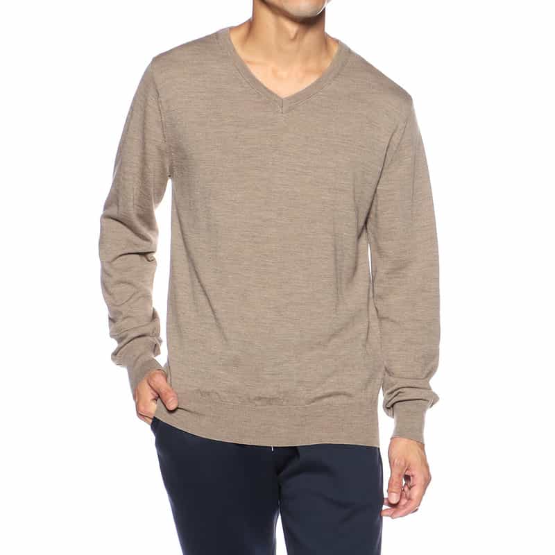 BARNEYS NEW YORK Vネックニットプルオーバー(ロロ・ピアーナ社製ウール使用) BEIGE