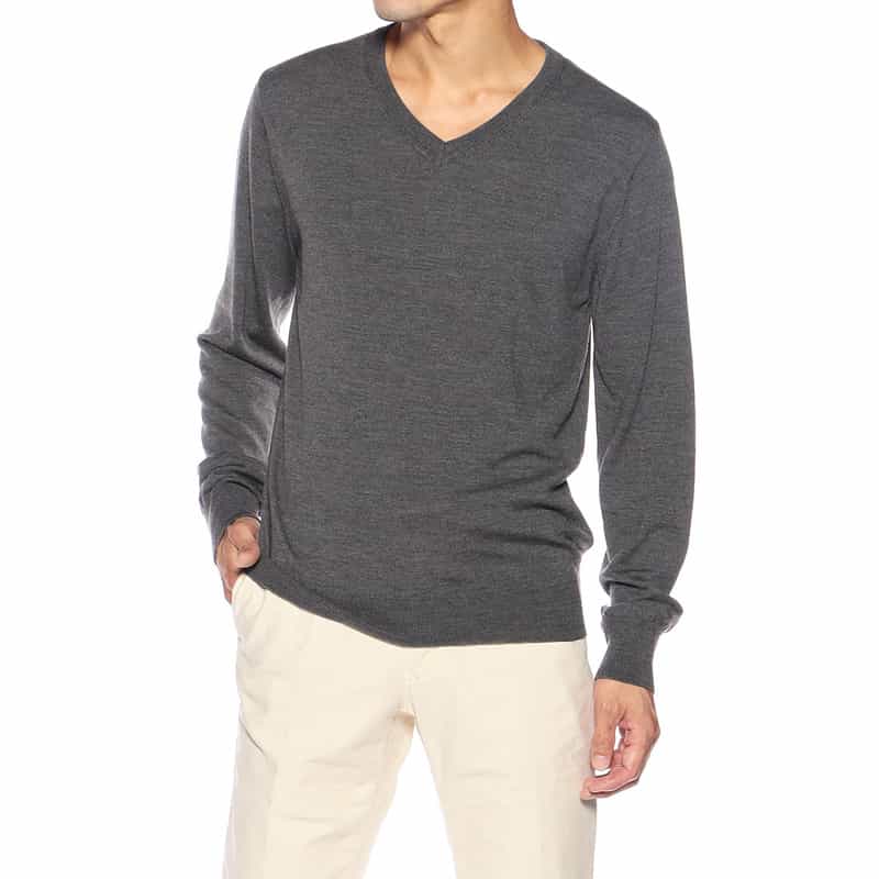 BARNEYS NEW YORK Vネックニットプルオーバー(ロロ・ピアーナ社製ウール使用) DARK GRAY