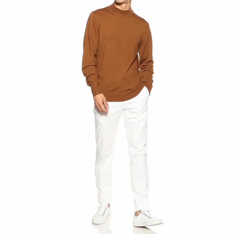 BARNEYS NEW YORK ウールモックネックニットプルオーバー(ロロ・ピアーナ社製ウール使用) ORANGE