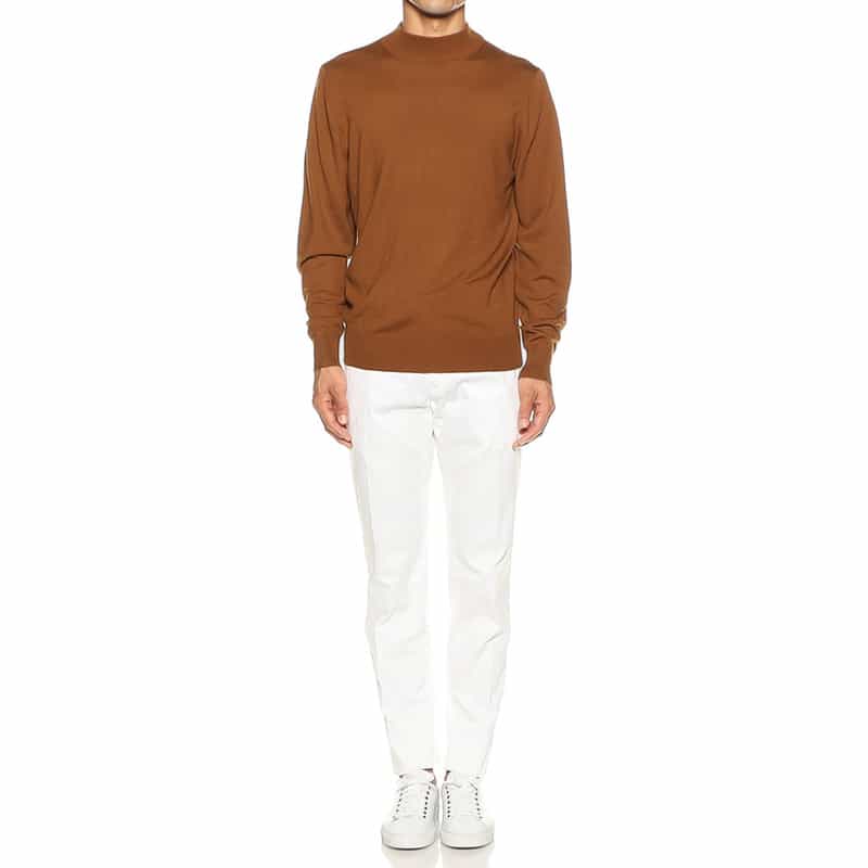 BARNEYS NEW YORK ウールモックネックニットプルオーバー(ロロ・ピアーナ社製ウール使用) ORANGE