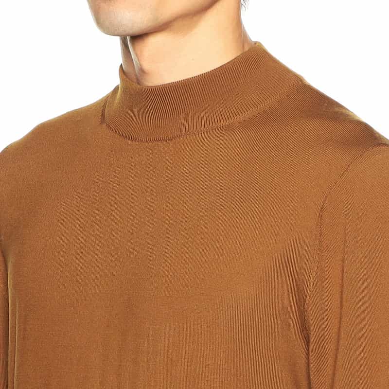 BARNEYS NEW YORK ウールモックネックニットプルオーバー(ロロ・ピアーナ社製ウール使用) ORANGE