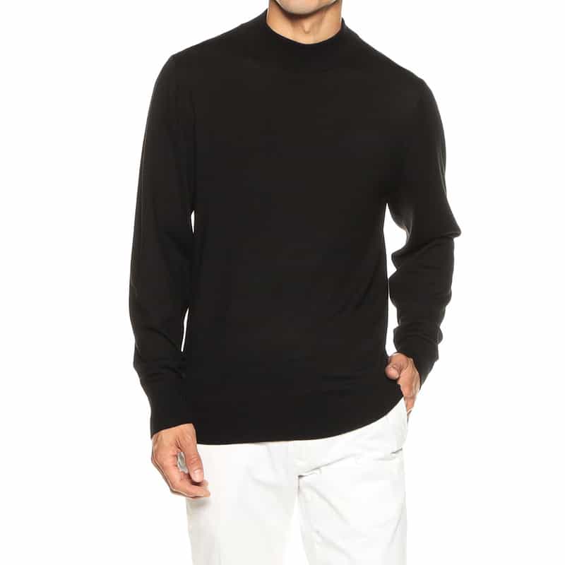 BARNEYS NEW YORK ウールモックネックニットプルオーバー(ロロ・ピアーナ社製ウール使用) BLACK