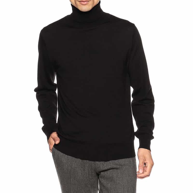 BARNEYS NEW YORK タートルネックニットプルオーバー(ロロ・ピアーナ社製ウール使用) BLACK