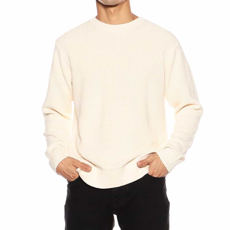 BARNEYS NEW YORK 畦編みスビンコットンニットプルオーバー IVORY