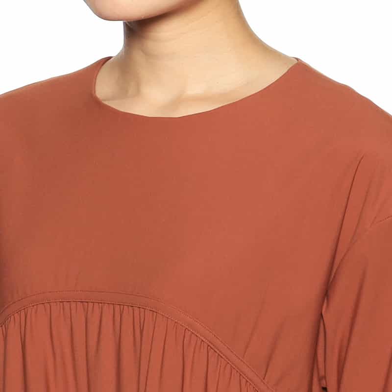 BARNEYS NEW YORK ウォッシャブルティアードAラインドレス ORANGE