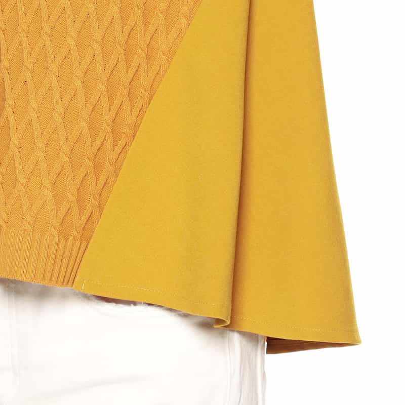 BARNEYS NEW YORK コンビネーションフレアニットカーディガン MUSTARD