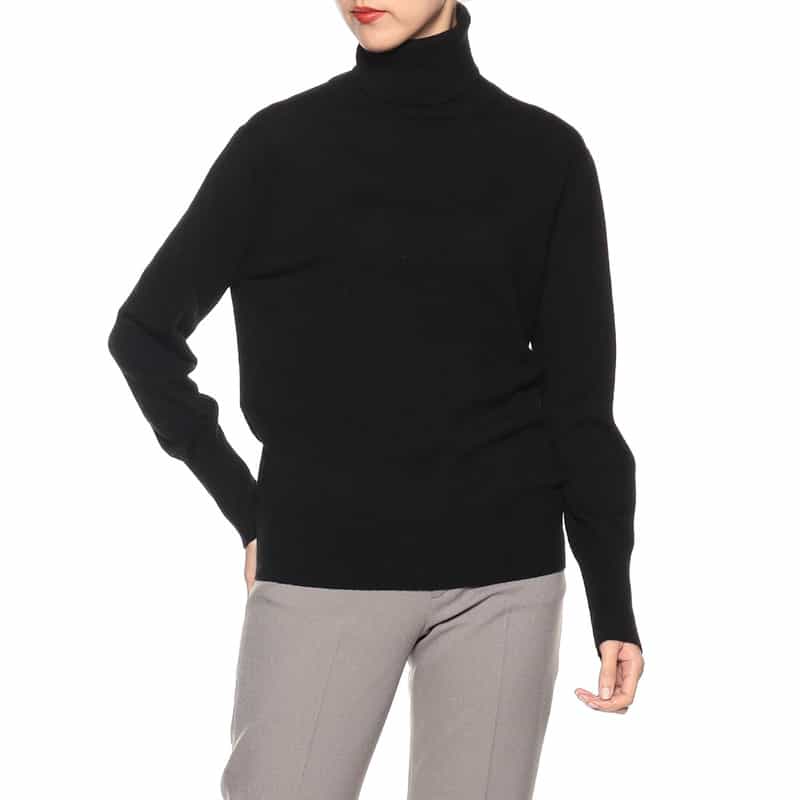 BARNEYS NEW YORK カシミヤタートルネックニットプルオーバー BLACK