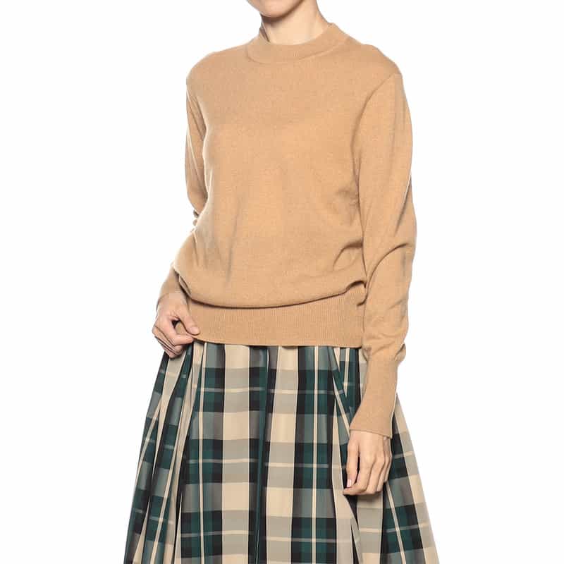 BARNEYS NEW YORK カシミヤクルーネックニットプルオーバー CAMEL