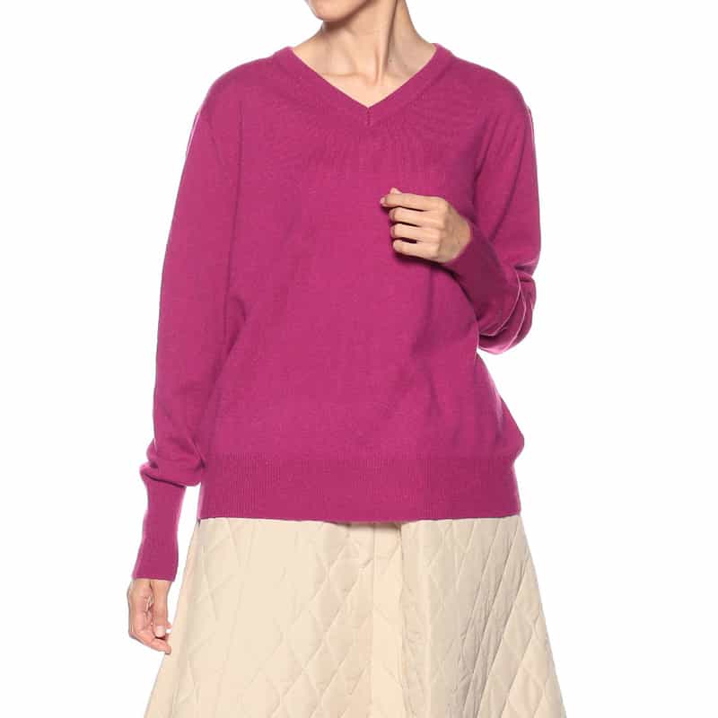 BARNEYS NEW YORK カシミヤVネックニットプルオーバー PINK