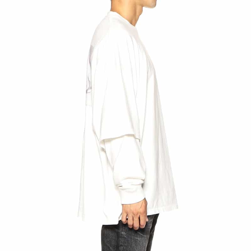FORSOMEONE バーニーズ　ニューヨーク限定レイヤードデザインロングスリーブTシャツ WHITE