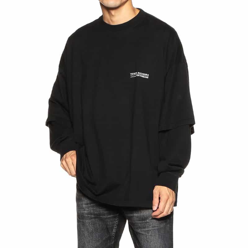 FORSOMEONE バーニーズ　ニューヨーク限定レイヤードデザインロングスリーブTシャツ BLACK