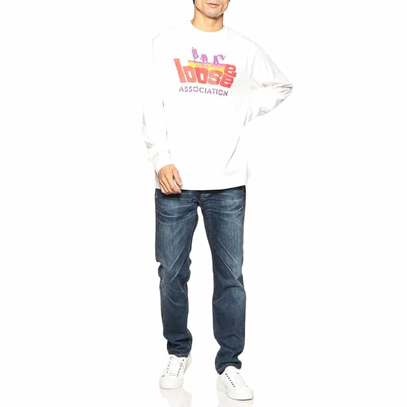 LOOSE JOINTS プリントロングスリーブTシャツ WHITE