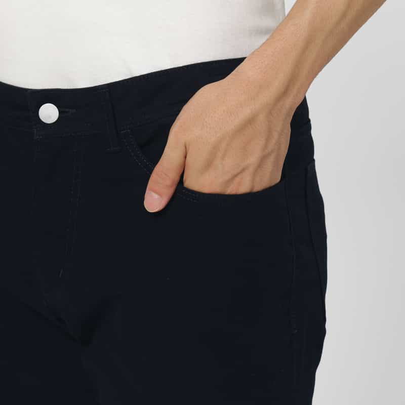 BARNEYS NEW YORK モールスキン生地ストレートパンツ NAVY