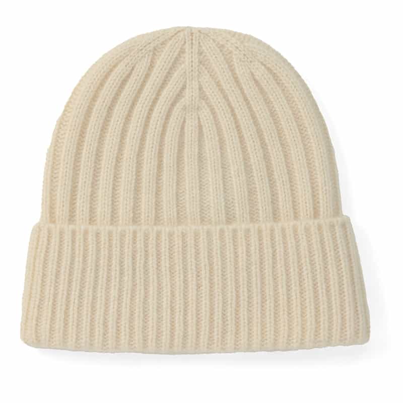 BARNEYS NEW YORK カシミヤ100％リブニットキャップ WHITE