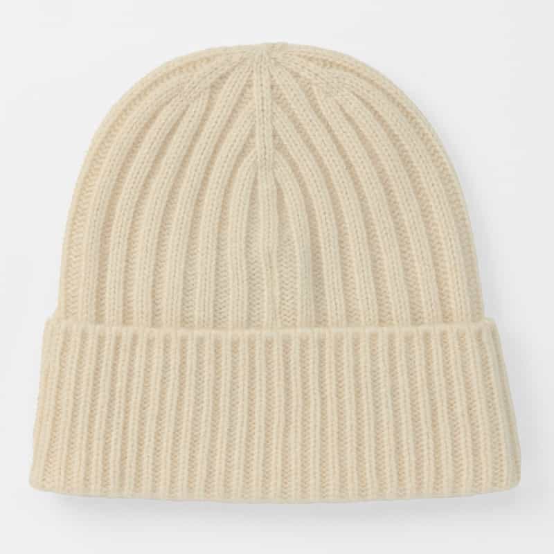 BARNEYS NEW YORK カシミヤ100％リブニットキャップ WHITE