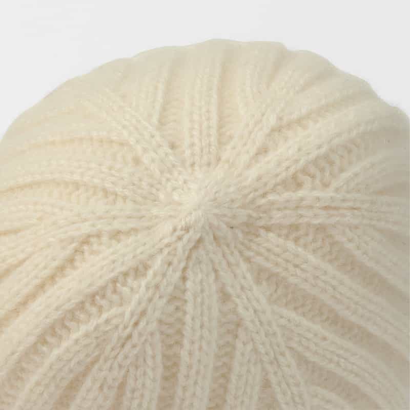 BARNEYS NEW YORK カシミヤ100％リブニットキャップ WHITE