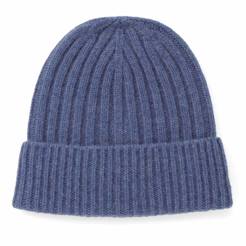 BARNEYS NEW YORK カシミヤ100％リブニットキャップ BLUE
