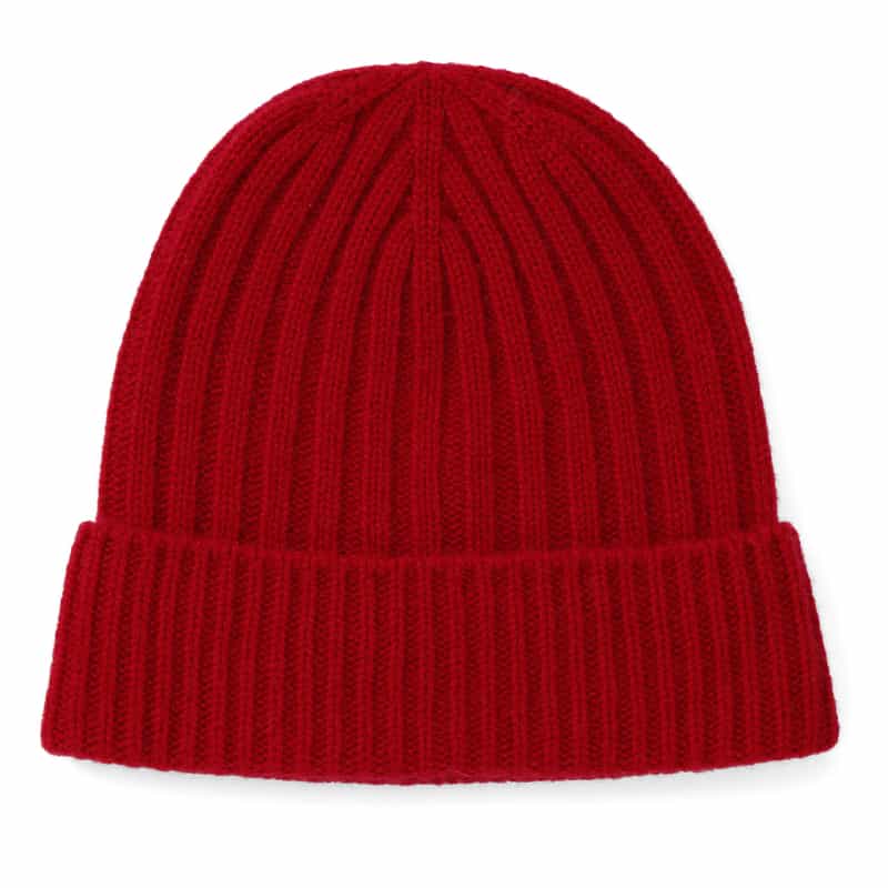 BARNEYS NEW YORK カシミヤ100％リブニットキャップ RED
