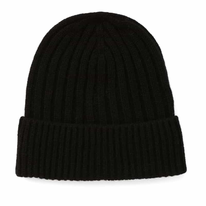 BARNEYS NEW YORK カシミヤ100％リブニットキャップ BLACK
