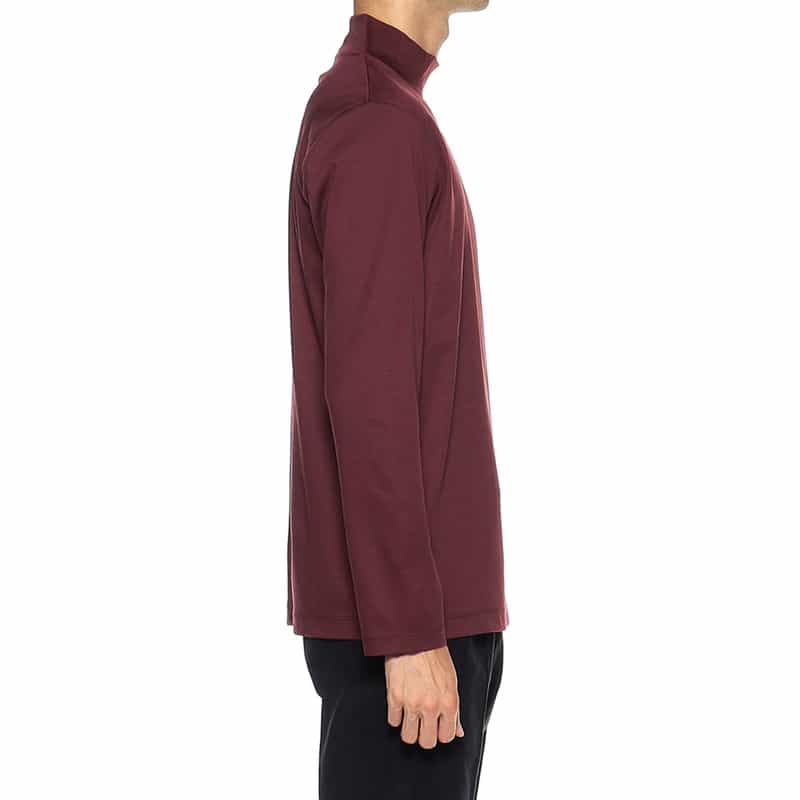 BARNEYS NEW YORK モックネックロングスリーブカットソー WINE