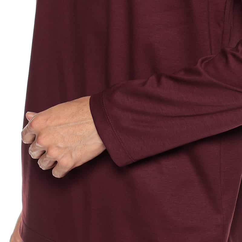 BARNEYS NEW YORK モックネックロングスリーブカットソー WINE