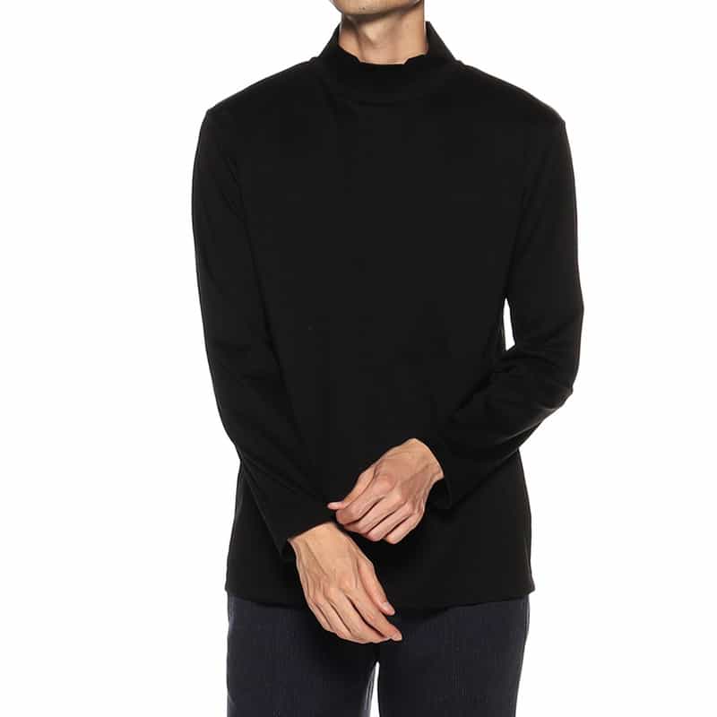 BARNEYS NEW YORK モックネックロングスリーブカットソー BLACK